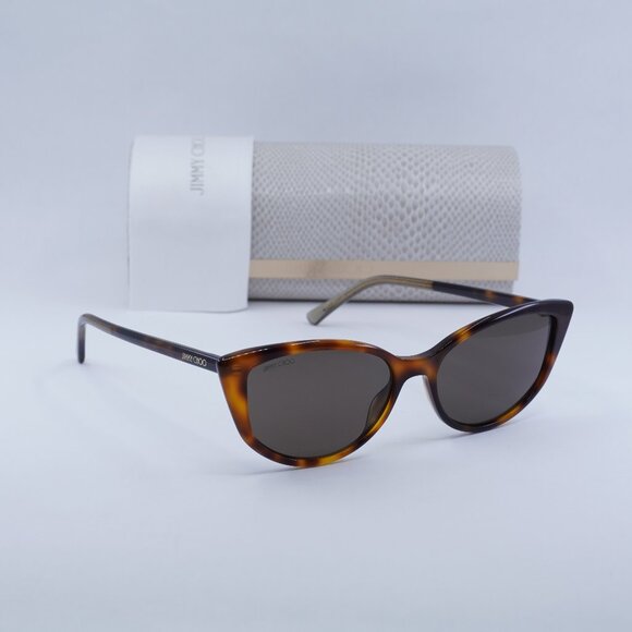 Jimmy Choo NADIA/S 008670 Cat Eye Sunglasses - Havana/Crystal/Brown - Picture 1 of 12